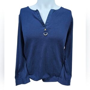 Lauren Ralph Lauren Navy Long Sleeve‎ Cotton Top Women’s 1X